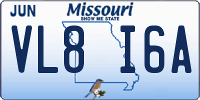 MO license plate VL8I6A