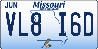 MO license plate VL8I6D