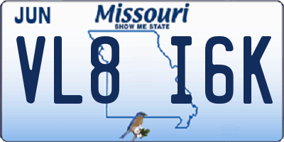MO license plate VL8I6K
