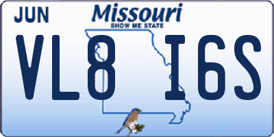 MO license plate VL8I6S
