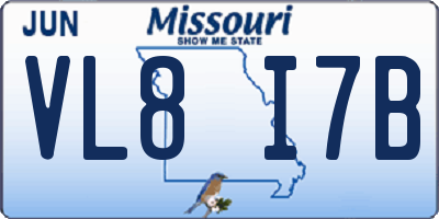 MO license plate VL8I7B