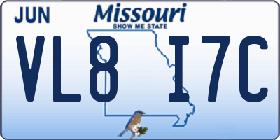 MO license plate VL8I7C