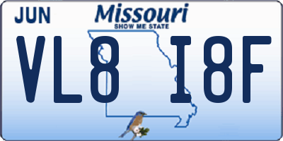 MO license plate VL8I8F