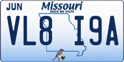 MO license plate VL8I9A