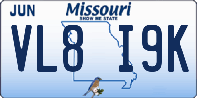 MO license plate VL8I9K