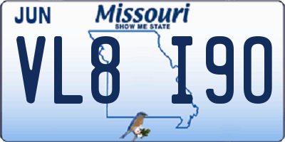 MO license plate VL8I9O