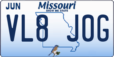 MO license plate VL8J0G