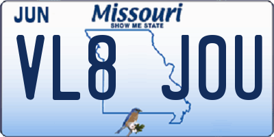 MO license plate VL8J0U