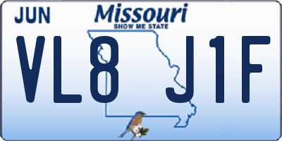 MO license plate VL8J1F