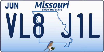 MO license plate VL8J1L