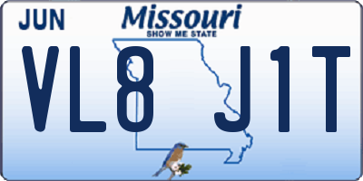 MO license plate VL8J1T