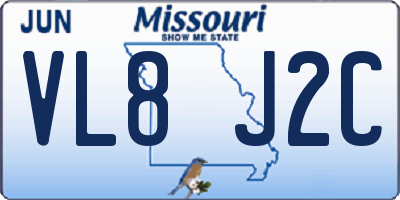 MO license plate VL8J2C