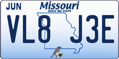 MO license plate VL8J3E