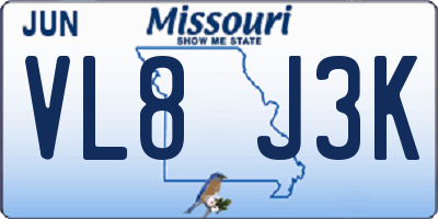 MO license plate VL8J3K