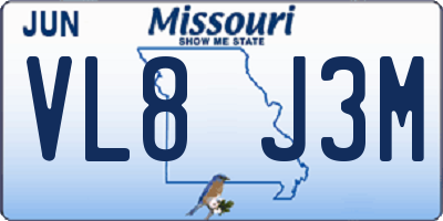 MO license plate VL8J3M