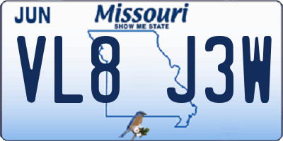 MO license plate VL8J3W