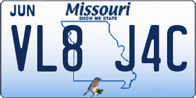 MO license plate VL8J4C
