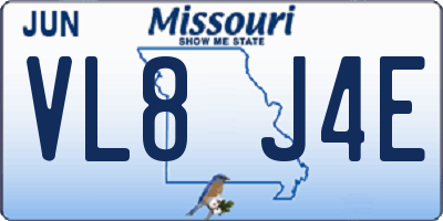 MO license plate VL8J4E