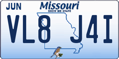 MO license plate VL8J4I