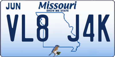 MO license plate VL8J4K