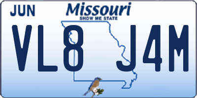 MO license plate VL8J4M
