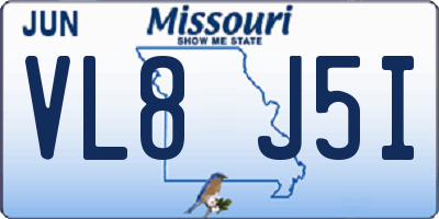MO license plate VL8J5I