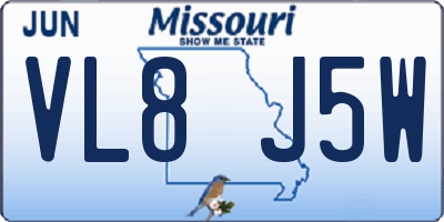 MO license plate VL8J5W