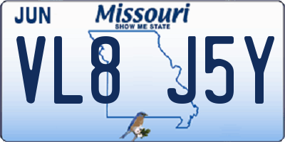 MO license plate VL8J5Y