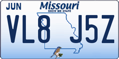 MO license plate VL8J5Z