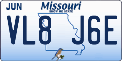 MO license plate VL8J6E
