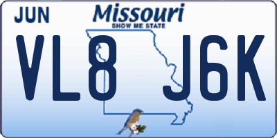 MO license plate VL8J6K