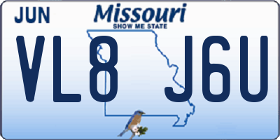 MO license plate VL8J6U