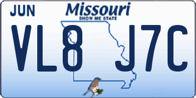 MO license plate VL8J7C