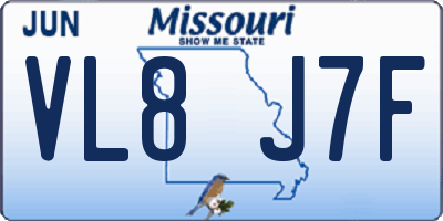 MO license plate VL8J7F
