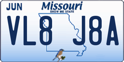MO license plate VL8J8A
