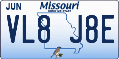 MO license plate VL8J8E