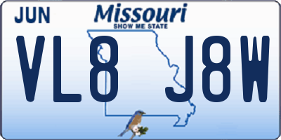 MO license plate VL8J8W