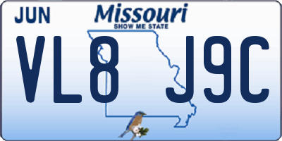 MO license plate VL8J9C