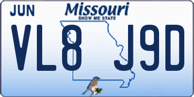 MO license plate VL8J9D