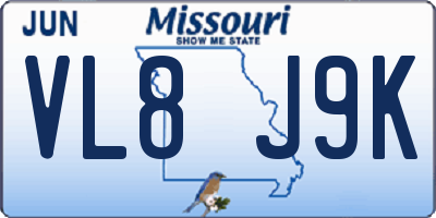 MO license plate VL8J9K