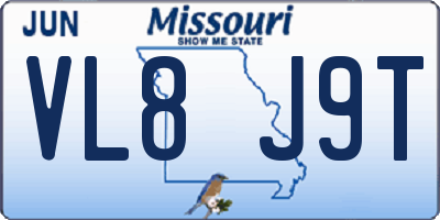MO license plate VL8J9T