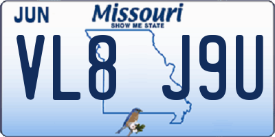 MO license plate VL8J9U