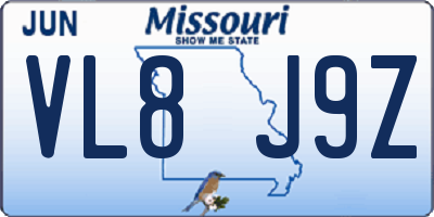 MO license plate VL8J9Z