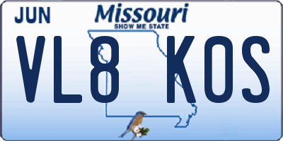 MO license plate VL8K0S