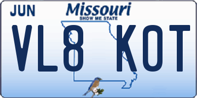 MO license plate VL8K0T