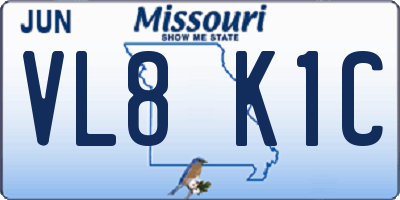 MO license plate VL8K1C