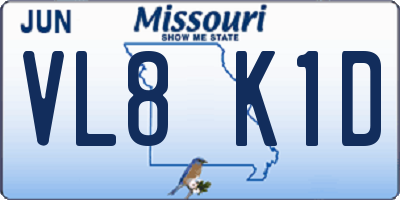 MO license plate VL8K1D