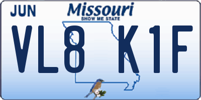 MO license plate VL8K1F