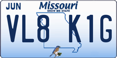 MO license plate VL8K1G