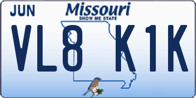 MO license plate VL8K1K
